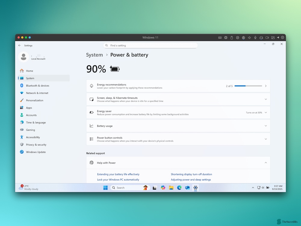 parallels settings