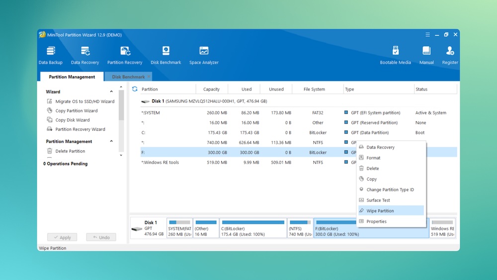 minitoolpartition mgmt