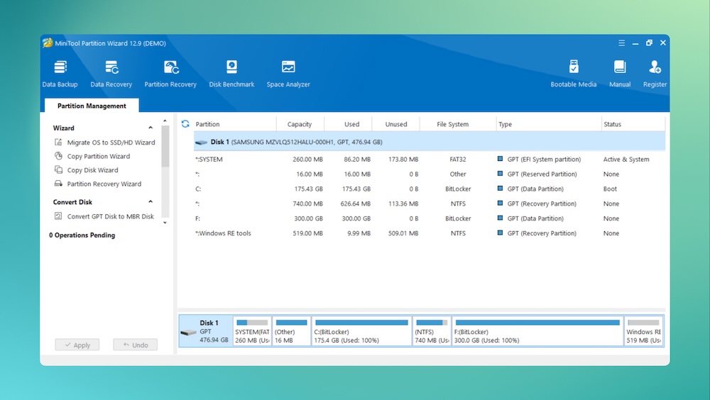 minitoolpartition ui
