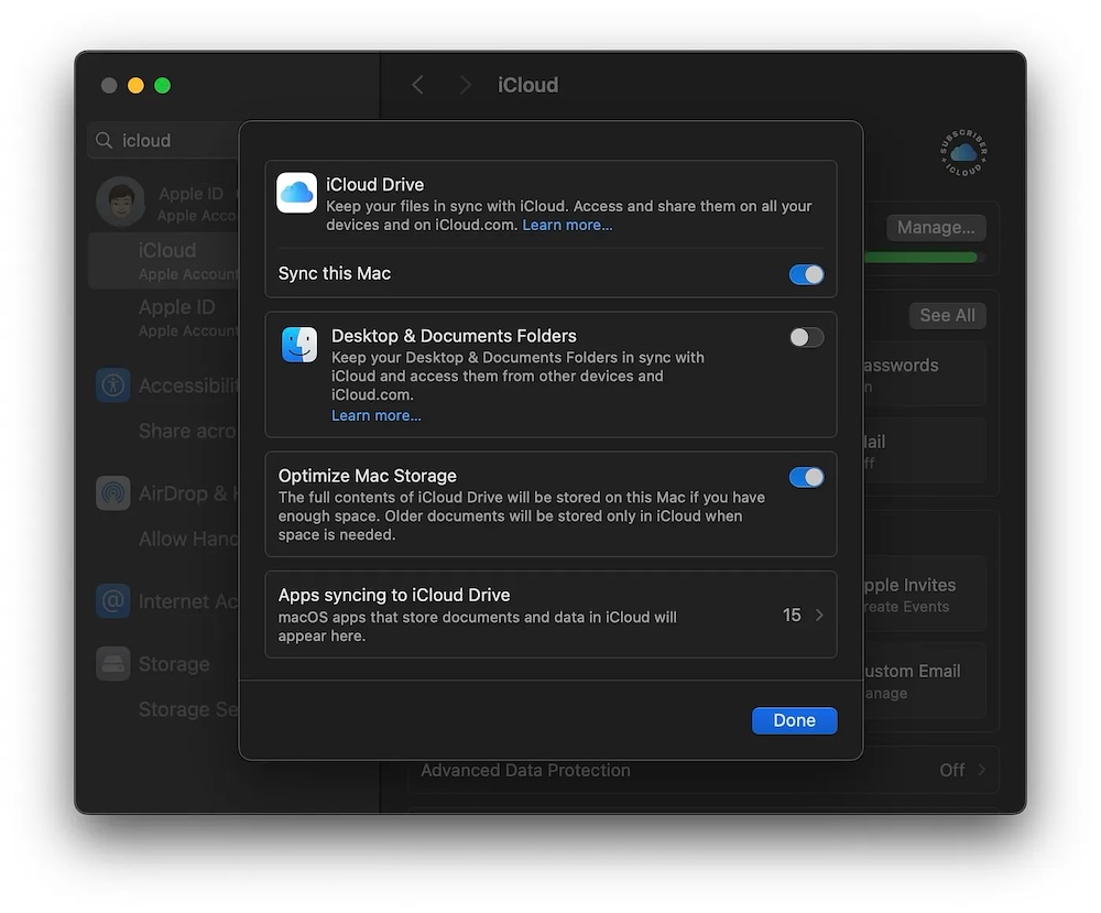 icloud settings