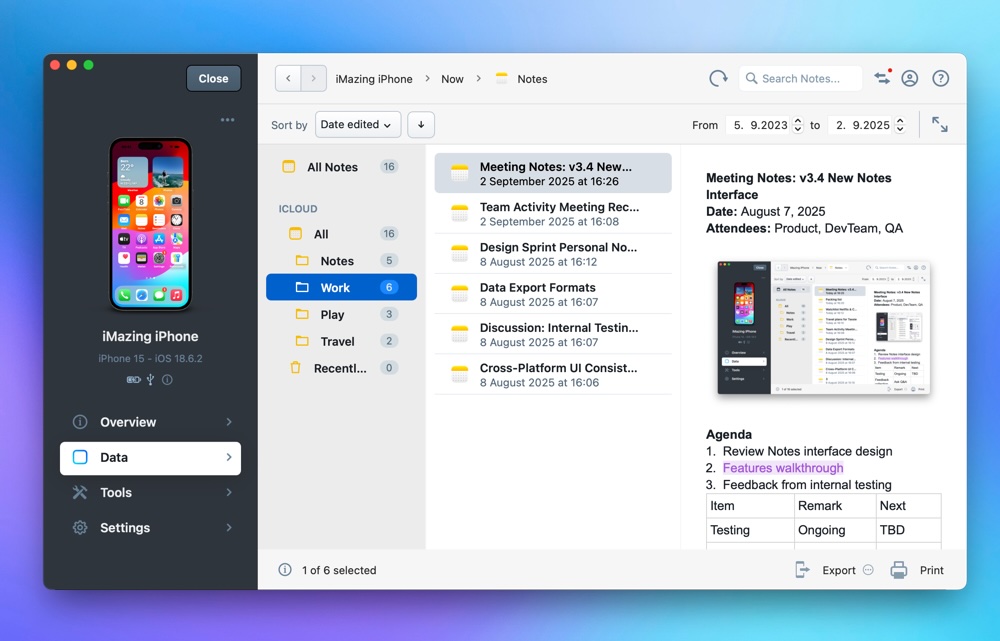 imazing notes