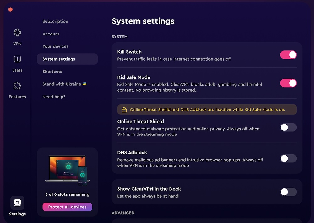 clearvpn kidsafemode