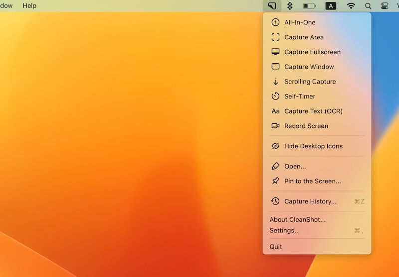cleanshotx menubar