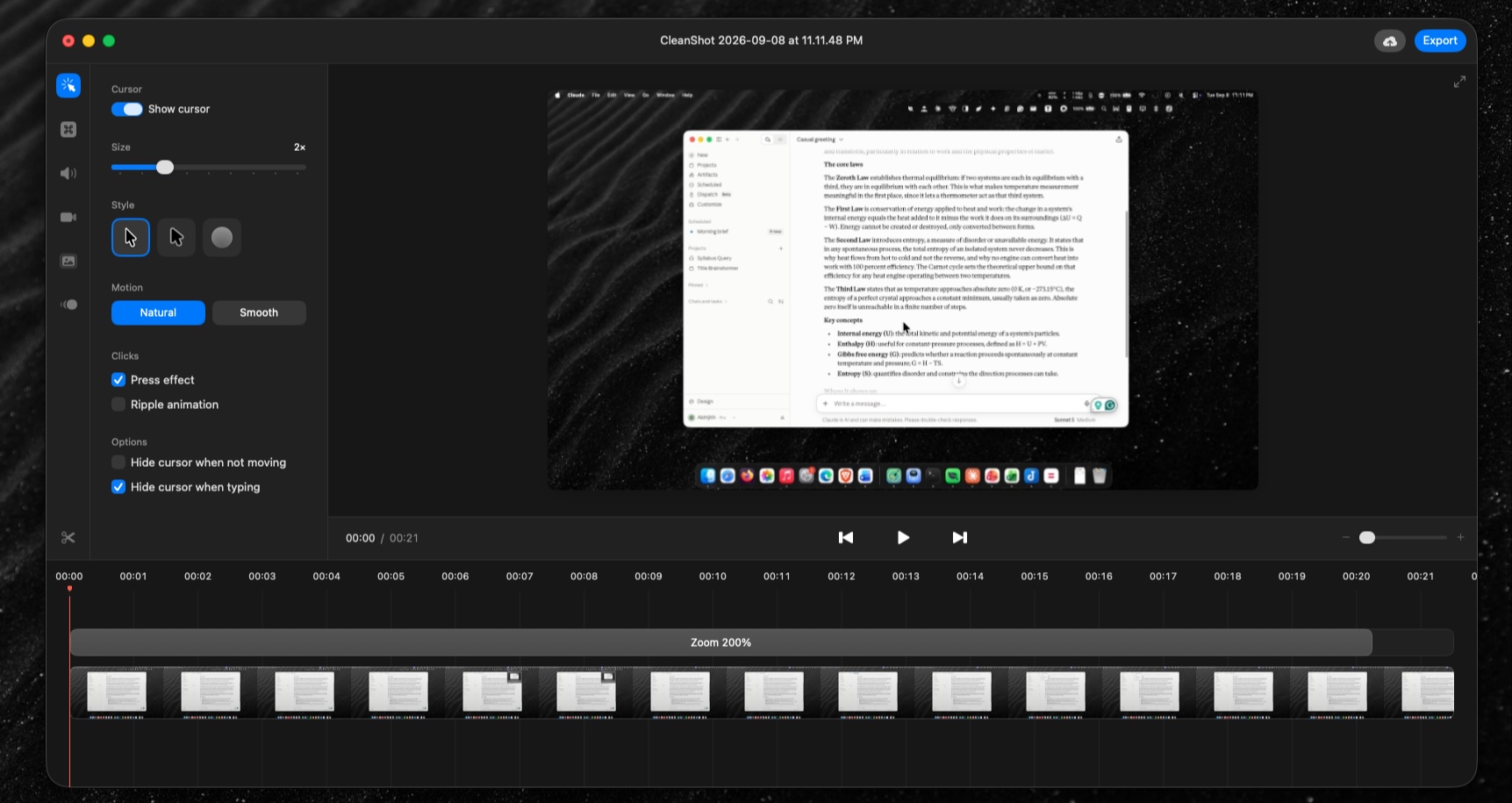 recording timeline