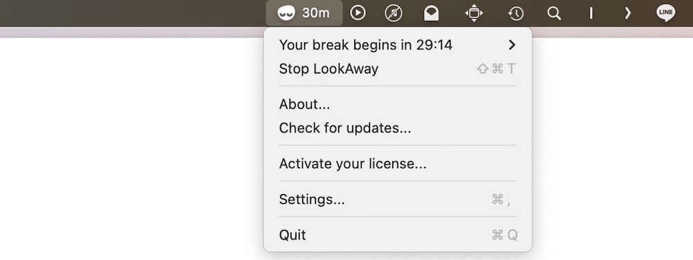 lookaway menubar