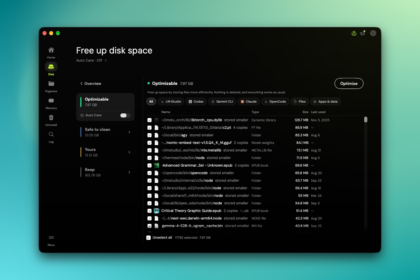 mint storage optimizable